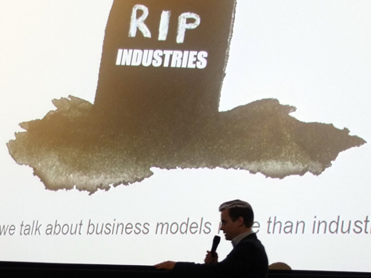 Kristian Brøndum, the director of the Business Model Research Centre at the University of Aalborg at the inspiration seminar in Tallinn on 28 April talking about business models without borders.