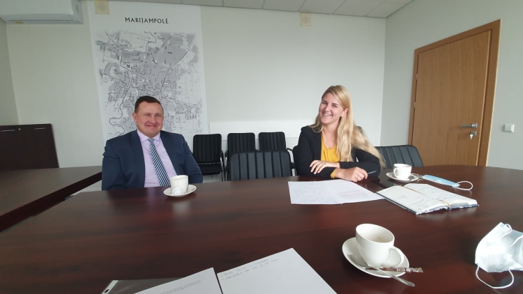 Director of administration, Marijampolė Municipality, Karolis Podolskis together with chief specialist communication division, Marijampolė Municipality, Aistė Lenkauskaitė