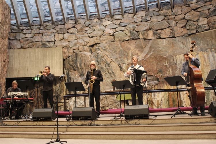 Jazz concert ‘Nordic Passion’ at the Temppeliaukio church. Featured Villu Veski, Tiit Kalluste and Taavo Remmel from Estonia, Raimonds Macats from Latvia and Valerijus Ramoška from Lithuania